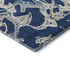 8' Navy Blue Ivory And Gray Abstract Washable Round Rug With UV Protection