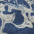 8' Navy Blue Ivory And Gray Abstract Washable Round Rug With UV Protection