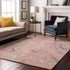 9' X 12' Pink Ivory And Gray Abstract Washable Area Rug With UV Protection