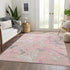 9' X 12' Pink Ivory And Gray Abstract Washable Area Rug With UV Protection