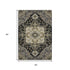 5' X 8' Black Gold And Beige Oriental Washable Area Rug With UV Protection