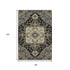 8' X 10' Black Gold And Beige Oriental Washable Area Rug With UV Protection