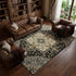 8' X 10' Black Gold And Beige Oriental Washable Area Rug With UV Protection