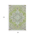 8' X 10' Green Ivory And Gray Oriental Washable Area Rug With UV Protection
