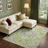 8' X 10' Green Ivory And Gray Oriental Washable Area Rug With UV Protection