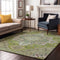 8' X 10' Green Ivory And Gray Oriental Washable Area Rug With UV Protection