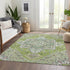 8' X 10' Green Ivory And Gray Oriental Washable Area Rug With UV Protection