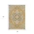 5' X 8' Gold Blue And Gray Oriental Washable Area Rug With UV Protection