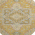 8' Gold Blue And Gray Oriental Washable Round Rug With UV Protection