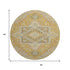 8' Gold Blue And Gray Oriental Washable Round Rug With UV Protection