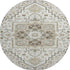 8' Ivory Gray And Beige Oriental Washable Round Rug With UV Protection