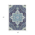 5' X 8' Navy Blue Ivory And Olive Green Oriental Washable Area Rug With UV Protection