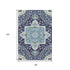 8' X 10' Navy Blue Ivory And Olive Green Oriental Washable Area Rug With UV Protection