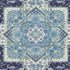8' X 10' Navy Blue Ivory And Olive Green Oriental Washable Area Rug With UV Protection