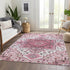 8' X 10' Pink Ivory And Gray Oriental Washable Area Rug With UV Protection