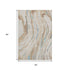 5' X 8' Beige Teal And Brown Abstract Washable Area Rug With UV Protection