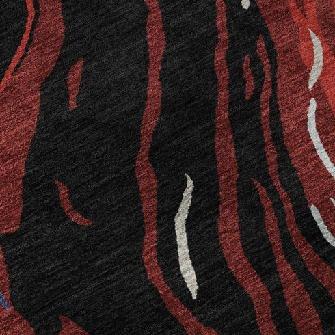 5' X 8' Black Red And Blue Abstract Washable Area Rug With UV Protection
