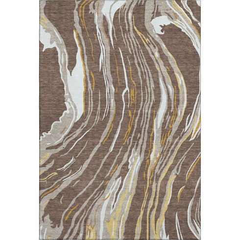 8' X 10' Brown Ivory And Taupe Abstract Washable Area Rug With UV Protection