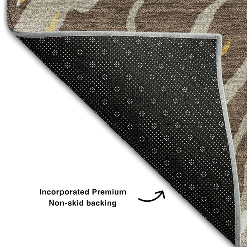 8' X 10' Brown Ivory And Taupe Abstract Washable Area Rug With UV Protection