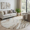 8' Ivory Taupe And Gray Abstract Washable Round Rug With UV Protection