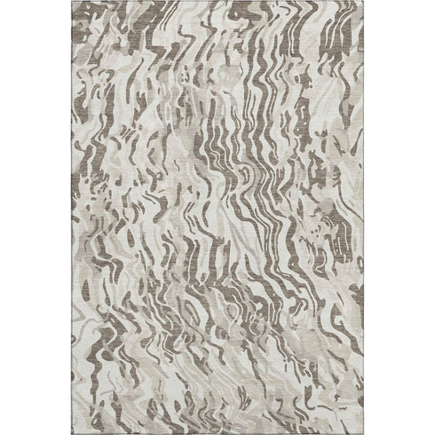8' X 10' Gray Silver And Ivory Abstract Washable Area Rug With UV Protection