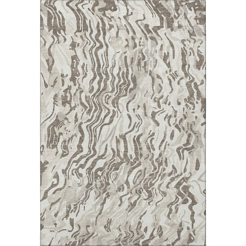 8' X 10' Gray Silver And Ivory Abstract Washable Area Rug With UV Protection