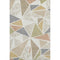 5' X 8' Ivory Gold And Green Geometric Washable Area Rug With UV Protection