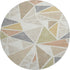 8' Ivory Gold And Green Geometric Washable Round Rug With UV Protection