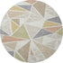 8' Ivory Gold And Green Geometric Washable Round Rug With UV Protection