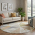8' Ivory Gold And Green Geometric Washable Round Rug With UV Protection