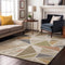 9' X 12' Ivory Gold And Green Geometric Washable Area Rug With UV Protection