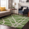 8' X 10' Green And Ivory Geometric Washable Area Rug With UV Protection