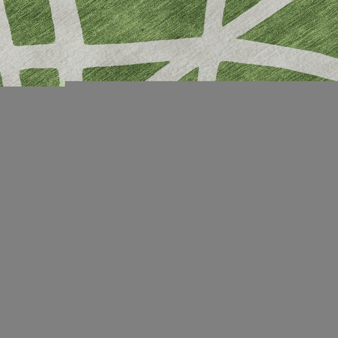 9' X 12' Green And Ivory Geometric Washable Area Rug With UV Protection