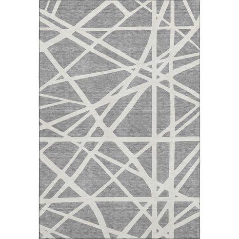 8' X 10' Gray And Ivory Geometric Washable Area Rug With UV Protection