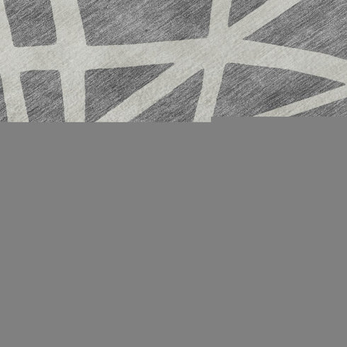 8' X 10' Gray And Ivory Geometric Washable Area Rug With UV Protection