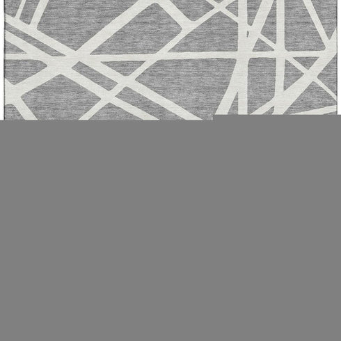 8' X 10' Gray And Ivory Geometric Washable Area Rug With UV Protection