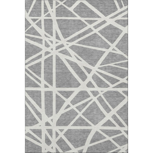 8' X 10' Gray And Ivory Geometric Washable Area Rug With UV Protection