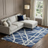 9' X 12' Navy Blue And Ivory Geometric Washable Area Rug With UV Protection
