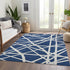 9' X 12' Navy Blue And Ivory Geometric Washable Area Rug With UV Protection