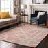 9' X 12' Pink And Ivory Geometric Washable Area Rug With UV Protection