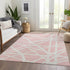 9' X 12' Pink And Ivory Geometric Washable Area Rug With UV Protection