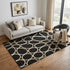 5' X 8' Black Ivory And Gold Geometric Washable Area Rug With UV Protection