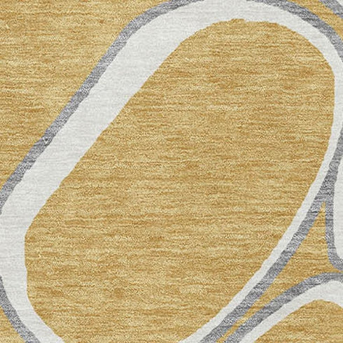 5' X 8' Gold Ivory And Gray Geometric Washable Area Rug With UV Protection
