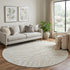 8' Beige And Ivory Animal Print Washable Round Rug With UV Protection