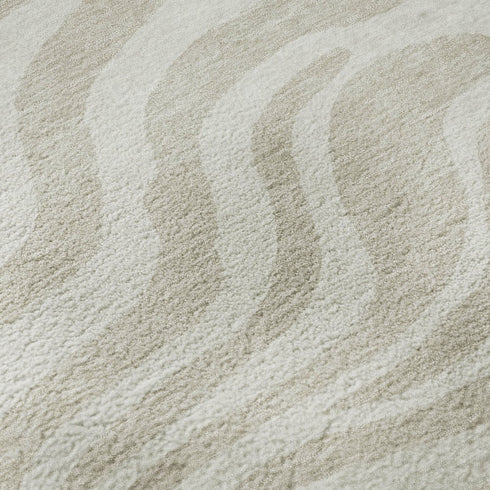 8' Beige And Ivory Animal Print Washable Round Rug With UV Protection