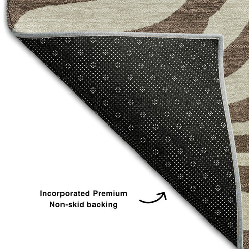 9' X 12' Brown And Beige Animal Print Washable Area Rug With UV Protection