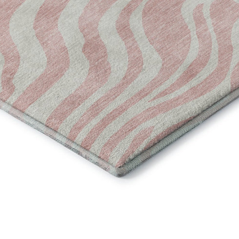 8' X 10' Pink And Ivory Animal Print Washable Area Rug With UV Protection