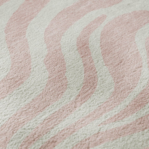 8' X 10' Pink And Ivory Animal Print Washable Area Rug With UV Protection