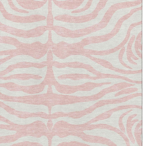 8' X 10' Pink And Ivory Animal Print Washable Area Rug With UV Protection