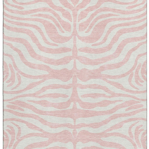 8' X 10' Pink And Ivory Animal Print Washable Area Rug With UV Protection